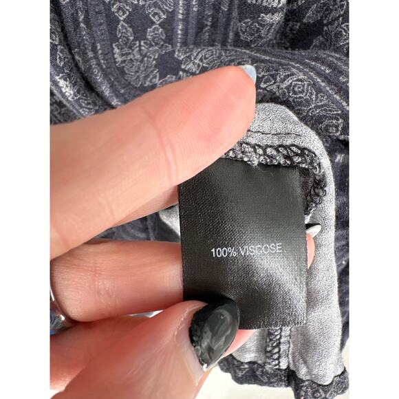 Peruvian Connection Top Womens Small Gray Tunic Boho Print Bohemian Long Sleeve - Picture 6 of 8